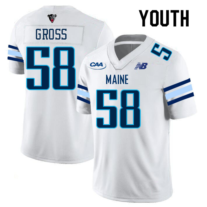 Youth #58 Jaxon Gross Maine Black Bears College Football Jerseys Stitched Sale-White